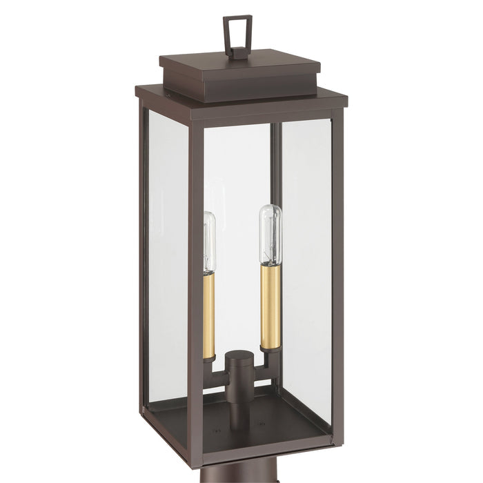 Hillside 20-inch 2-light Dark Bronze Exterior Post Light with Clear Glass