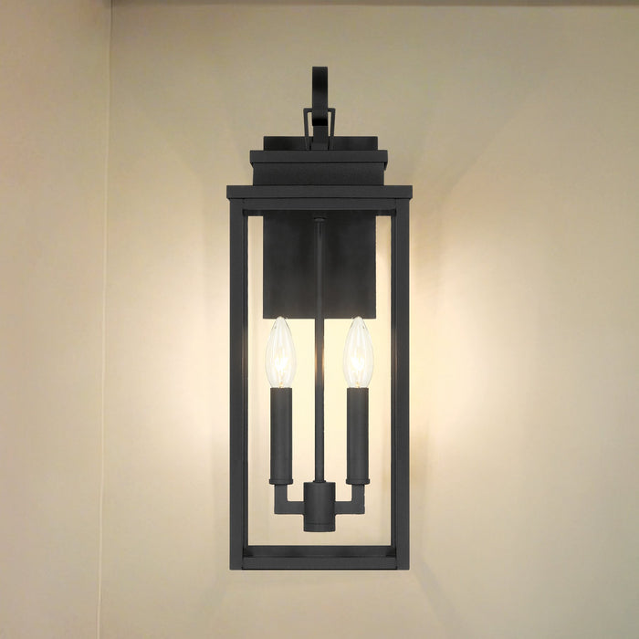 Hillside 20-inch 2-light Textured Black Exterior Wall Sconce with Clear Glass