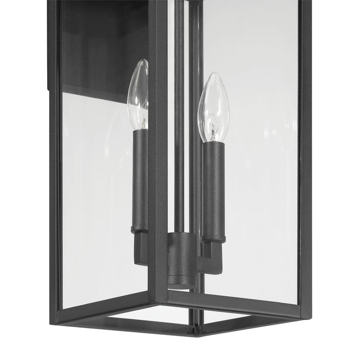 Hillside 20-inch 2-light Textured Black Exterior Wall Sconce with Clear Glass