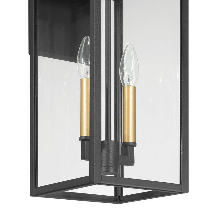 Hillside 20-inch 2-light Textured Black Exterior Wall Sconce with Clear Glass