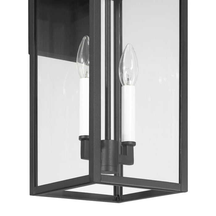 Hillside 20-inch 2-light Textured Black Exterior Wall Sconce with Clear Glass
