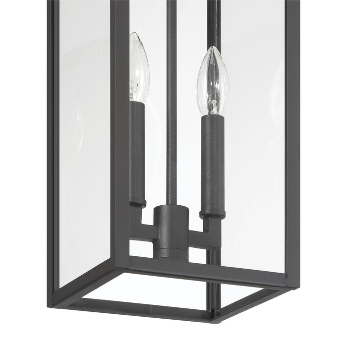 Hillside 7-inch 2-light Textured Black Exterior Pendant Light with Clear Glass