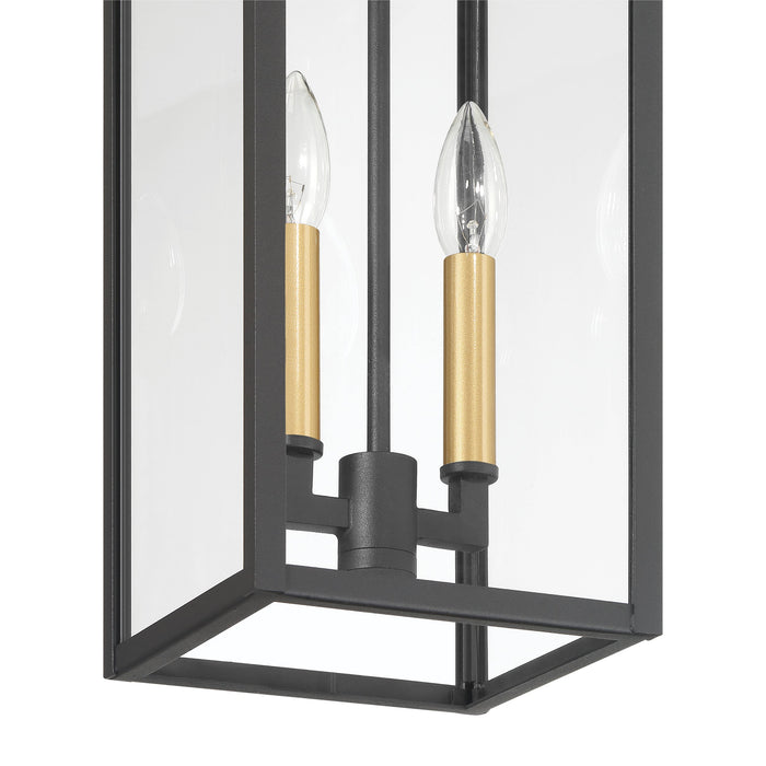 Hillside 7-inch 2-light Textured Black Exterior Pendant Light with Clear Glass