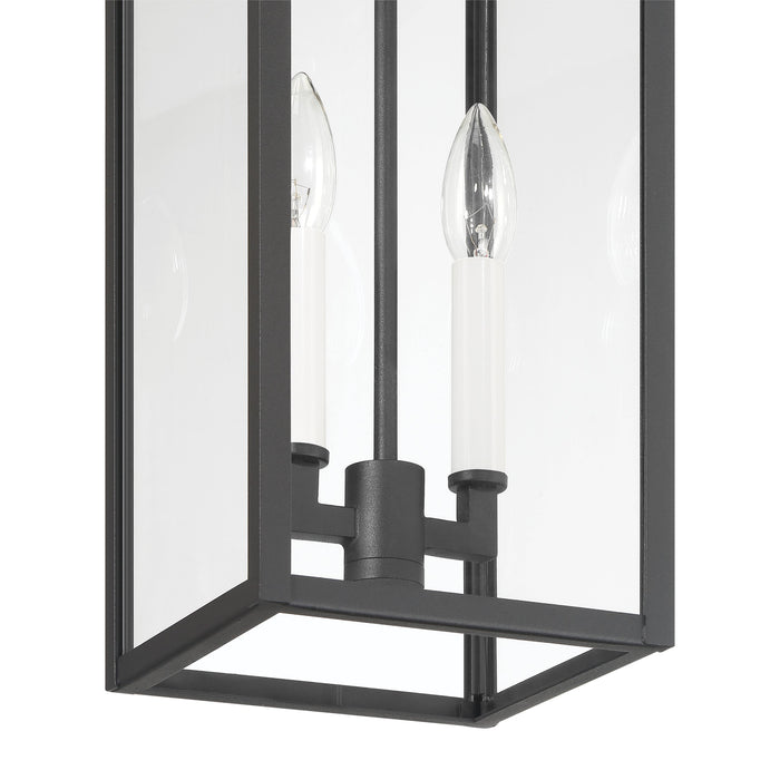 Hillside 7-inch 2-light Textured Black Exterior Pendant Light with Clear Glass