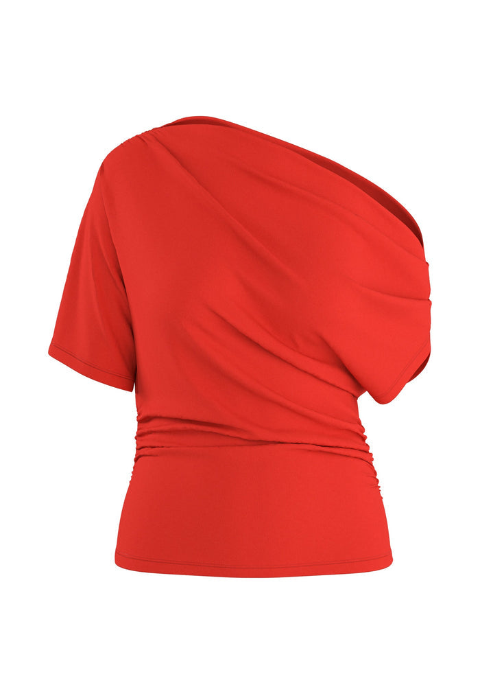 Hypdrop Emma draped off shoulder top poppy