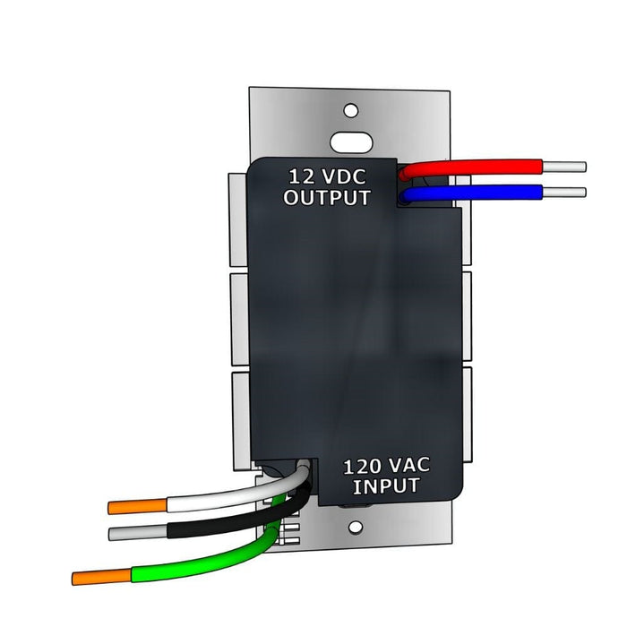 Dimmable driver switch wiring diagram labeled 12 VDC output and 120 VAC input