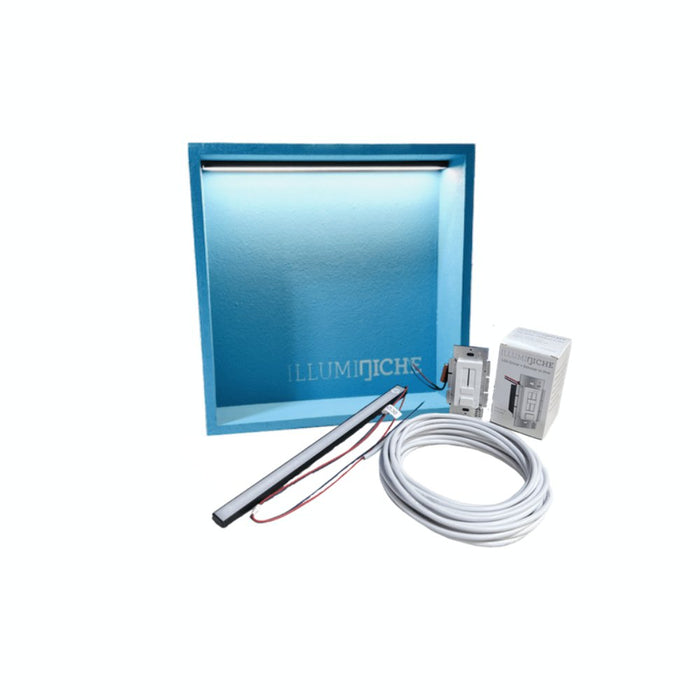 Illuminated LED niche with LED glow, blue opening plus wiring and switch modules