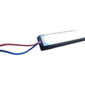 LED light channel with black aluminum housing and red/blue wire leads