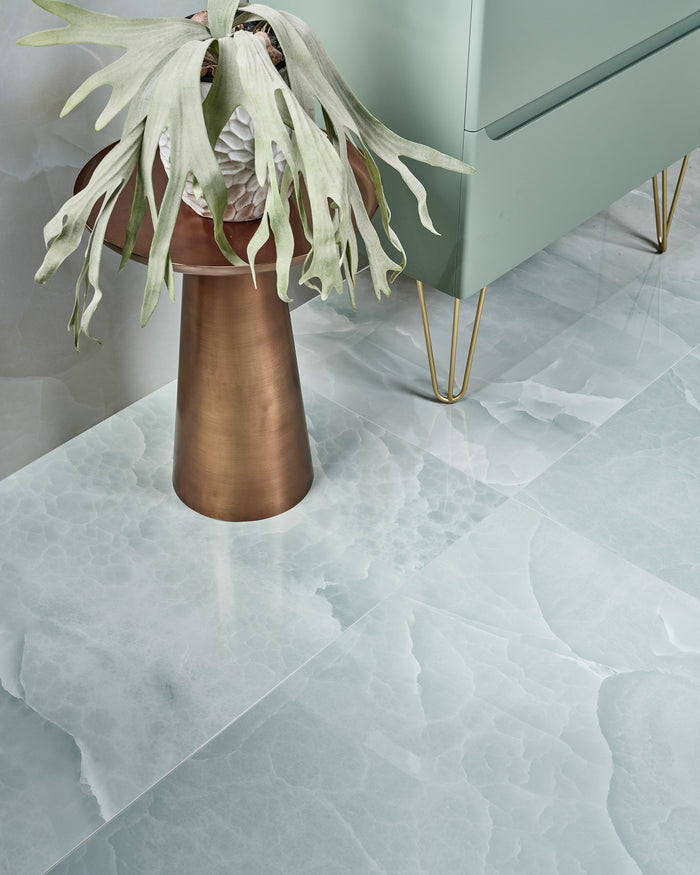 Illusion Whisper Onyx Porcelain Polished Lagoon