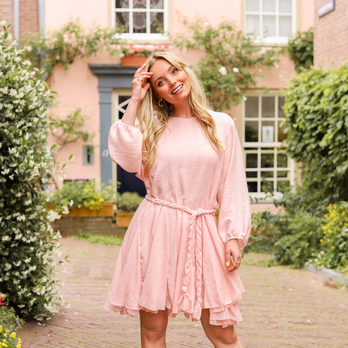 Indie jurkje katoen light rose