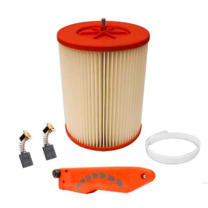 Annual Tune Up Kit: filter cartridge, carbon brushes, orange tool