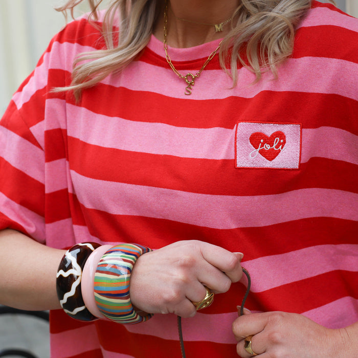 Joli shirt streep roze rood
