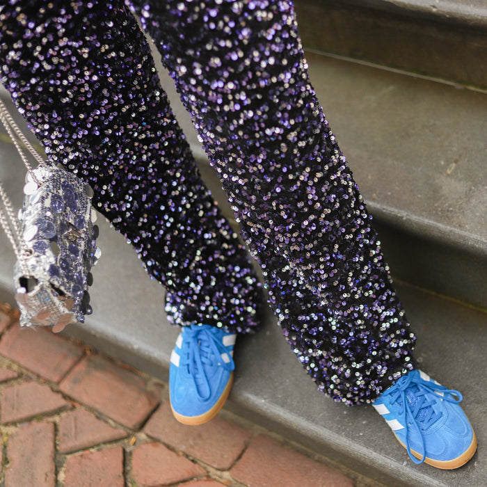 Kam wide broek zwart paars