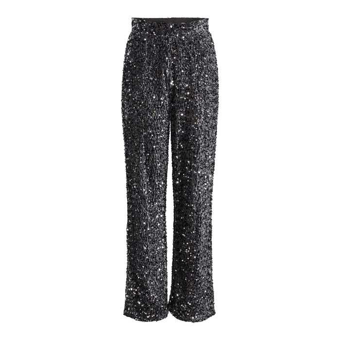 Kam wide broek zwart zilver