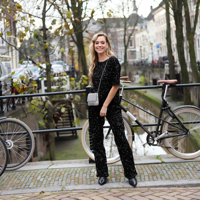 Kam wide broek zwart