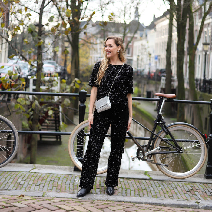 Kam wide broek zwart