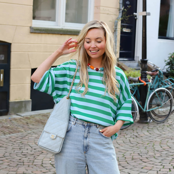 Kate streep tee blauw groen