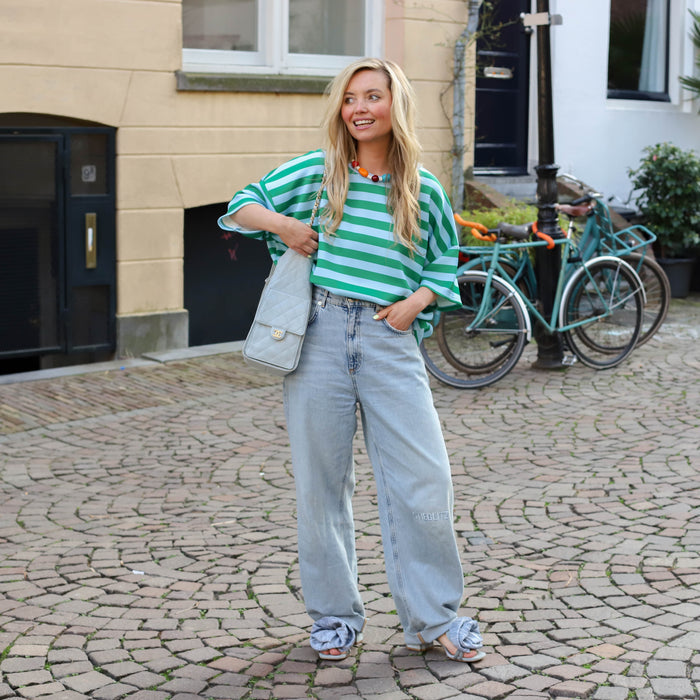 Kate streep tee blauw groen