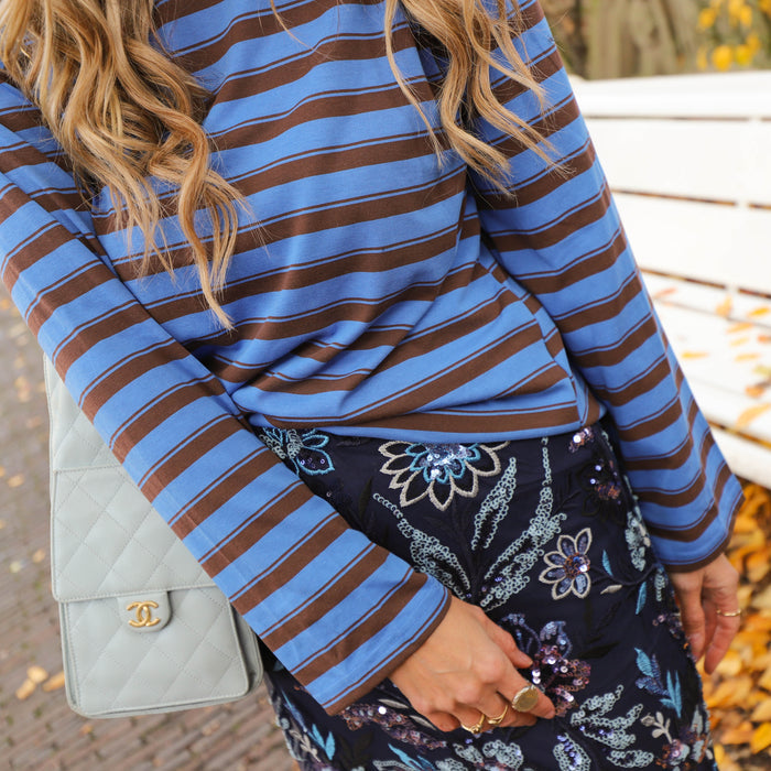 Kate streep top blauw