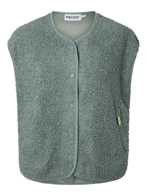 Katty teddy gilet chinois green