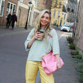 Korte mouw amour top geel blauw