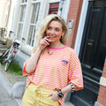 Korte mouw amour top geel fuchsia