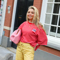 Korte mouw amour top roze rood