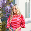 Korte mouw dolce vita top roze rood