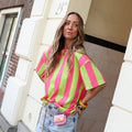 Korte mouwen sweater roze groen