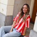 Korte mouwen sweater roze rood
