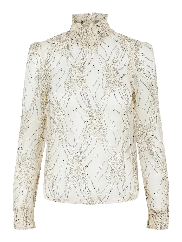 Kyle lace top blouse gilded beige glitter