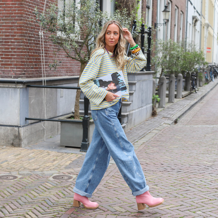 Lange mouwen streep top Maxime blauw geel