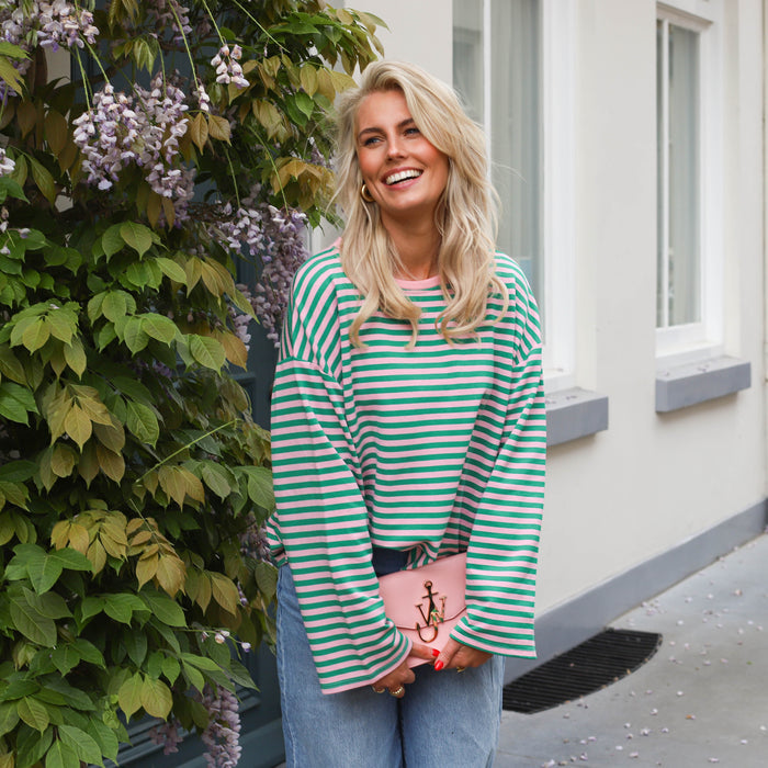 Lange mouwen streep tops Maxime roze groen