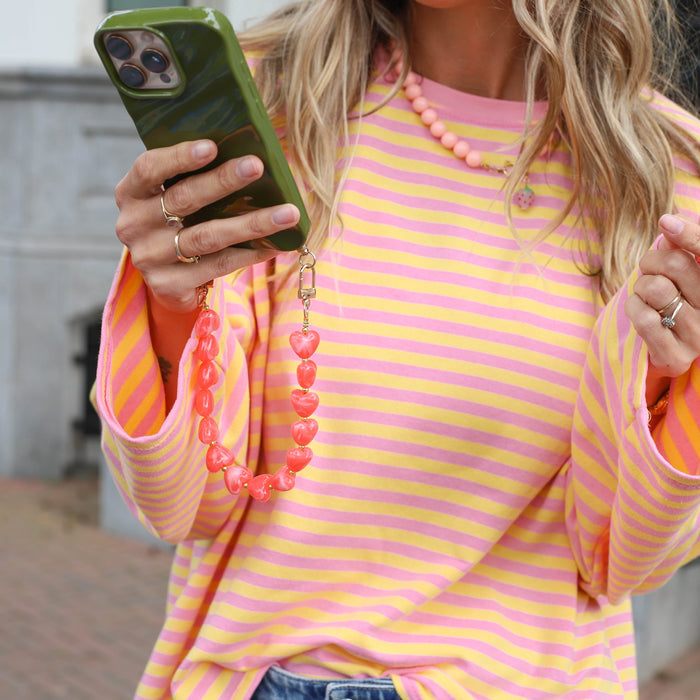 Le Marais streep tee roze geel