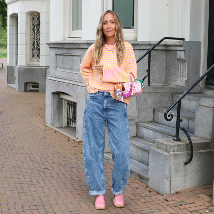 Le Marais streep tee roze geel
