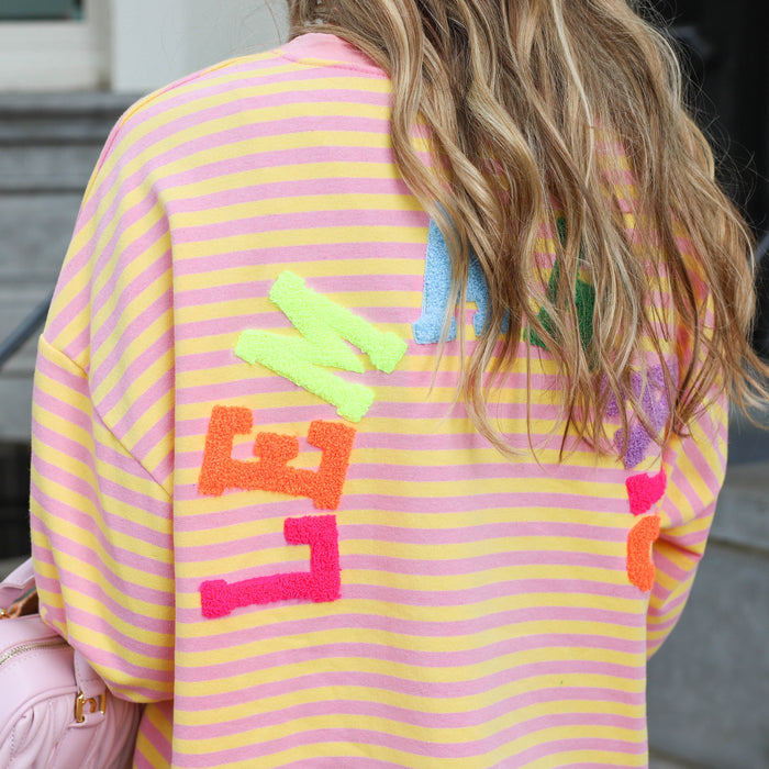 Le Marais streep tee roze geel