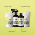 Lemon Myrtle Starter Pack — laundry powder, dishwasher powder, bench spray and multi purpose cleaner