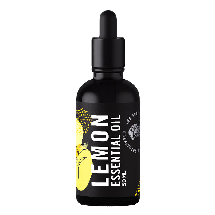 Lemon essential oil 50ml black glass dropper bottle