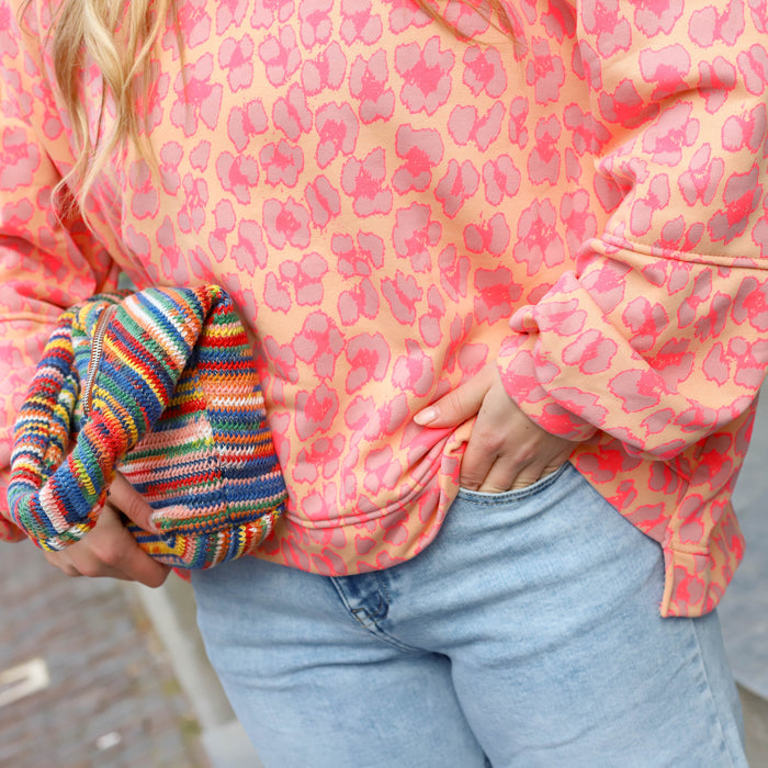 Leopard Lisa sweater oranje roze