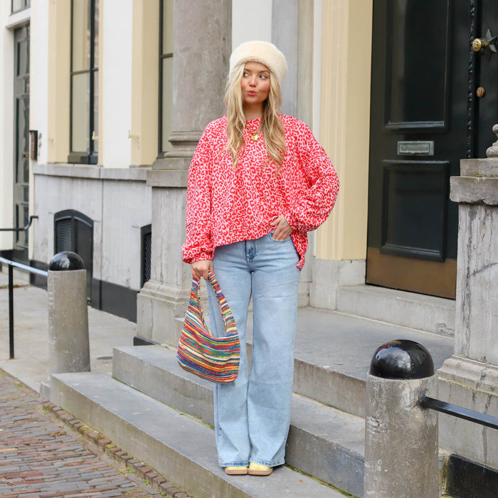 Leopard Lisa sweater roze rood