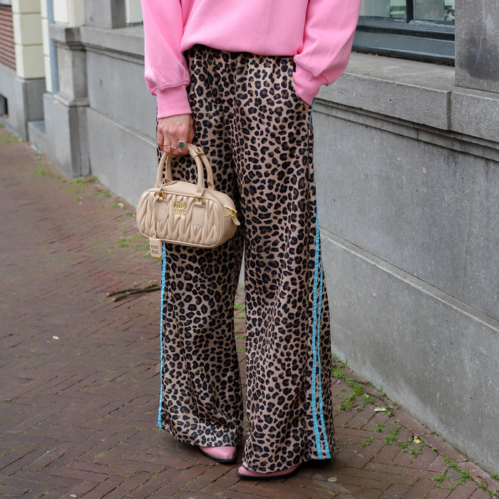 Leopard pantalon lichtblauwe bies