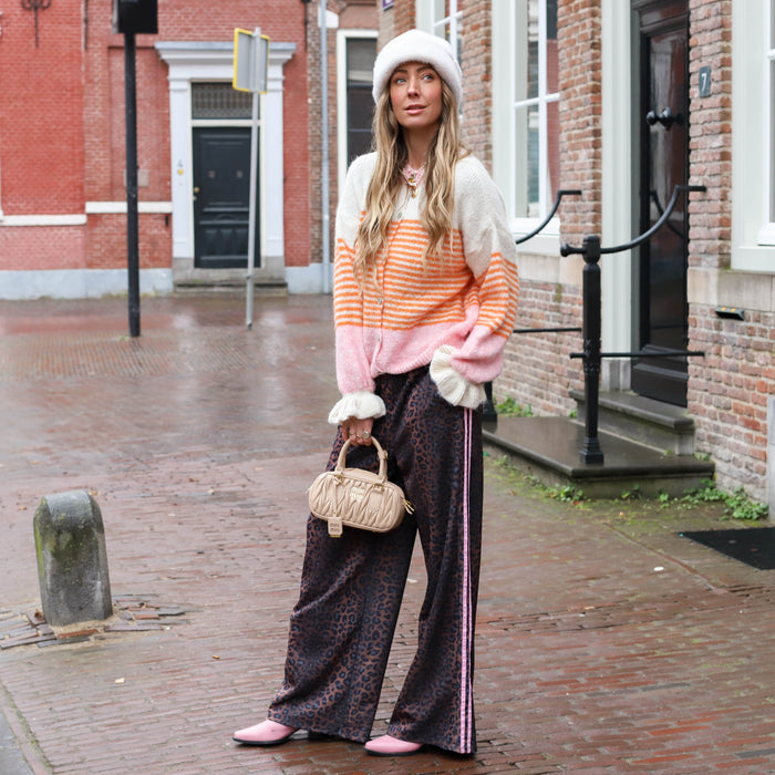 Leopard pantalon roze bies