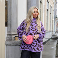 Leopard wide knit paars