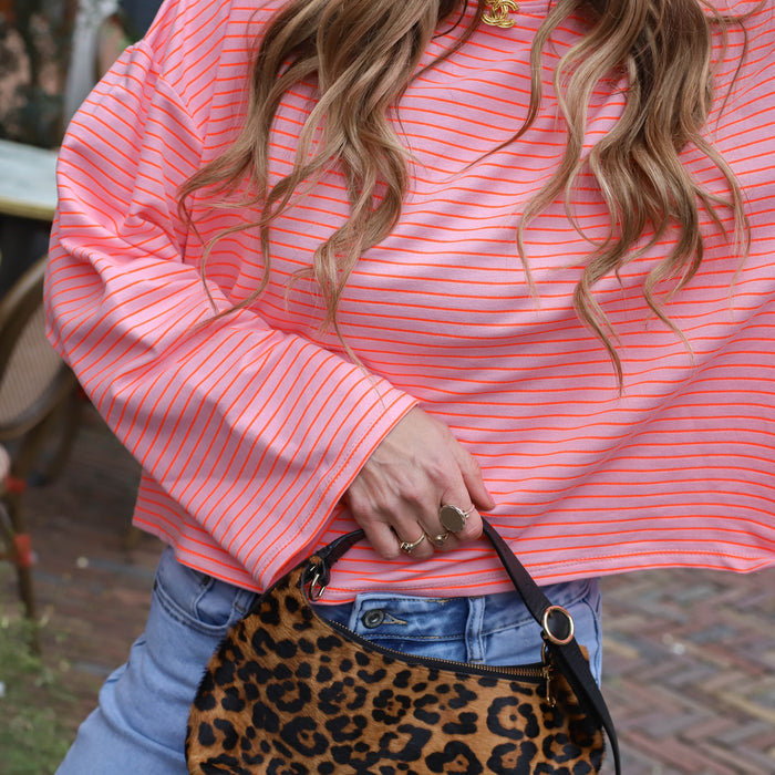 Lieke streep top roze oranje