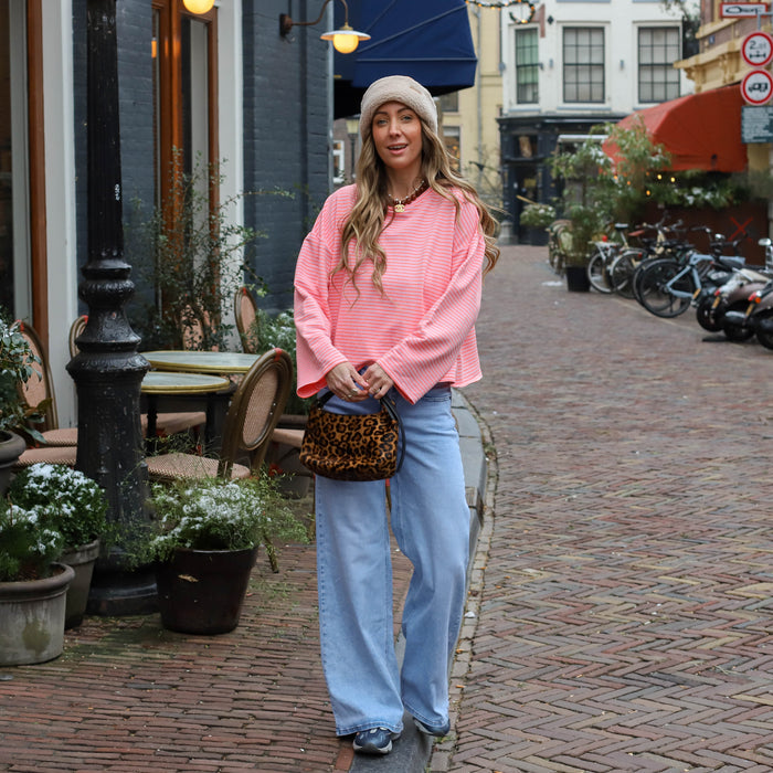 Lieke streep top roze oranje