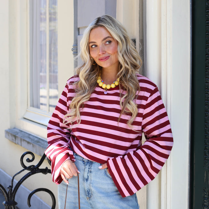 Lilou top burgundy roze