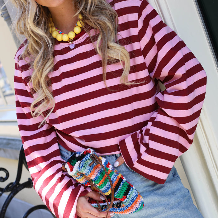 Lilou top burgundy roze