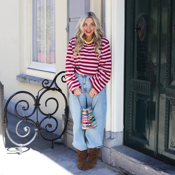 Lilou top burgundy roze