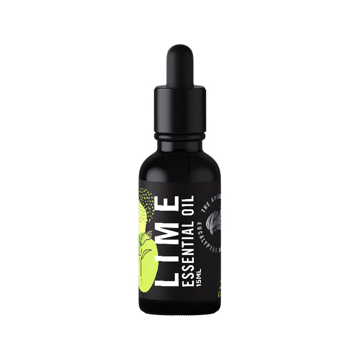 Lime essential oil 15ml black glass dropper bottle, cold pressed