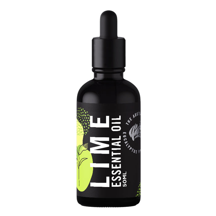 Lime essential oil 50ml black glass dropper bottle